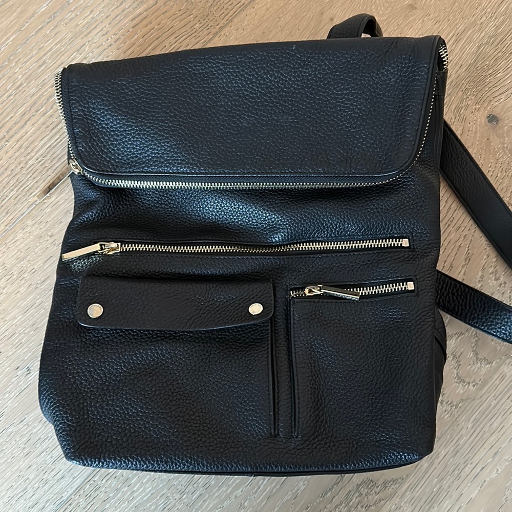 Whistles black leather backpack